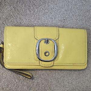 Used- Coach Yellow Pebbled Leather Clutch Wristlet